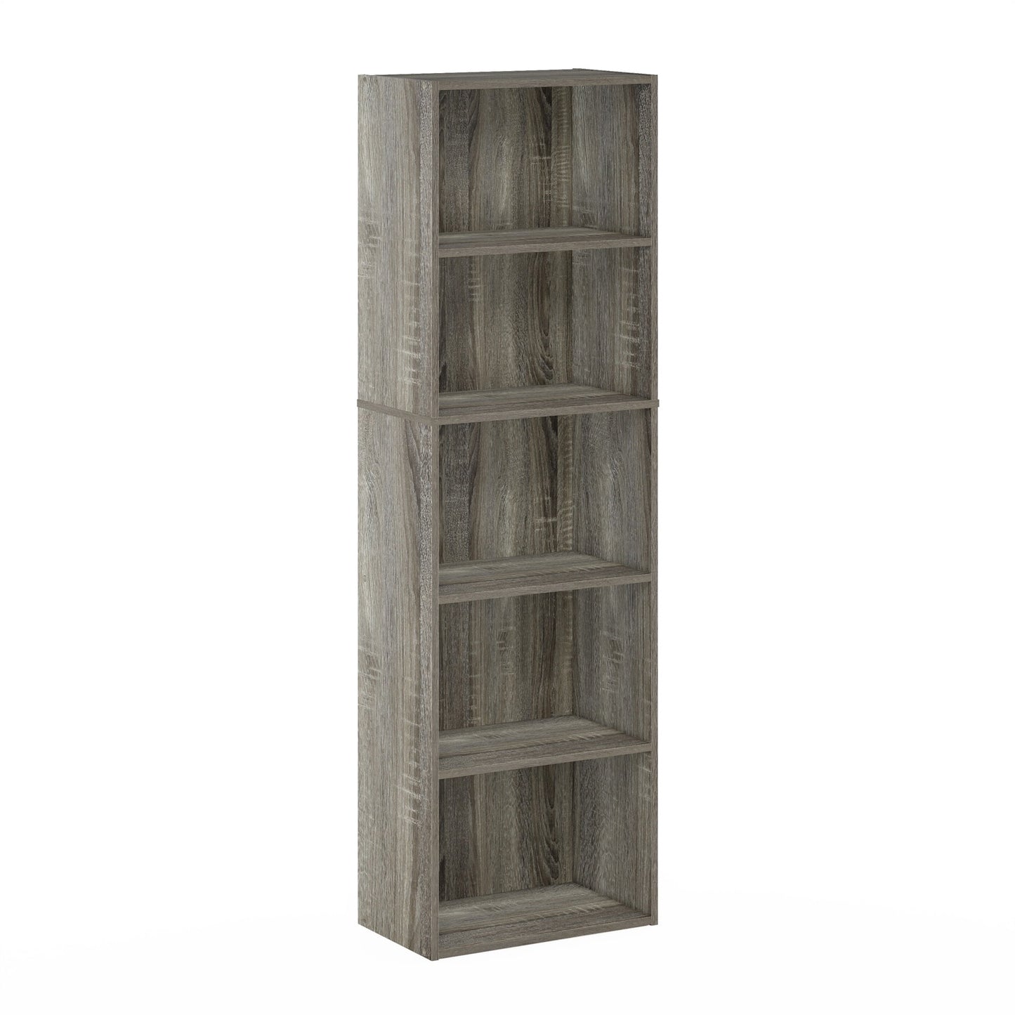 Furinno Luder 5-Tier Reversible Color Open Shelf Bookcase, French Oak